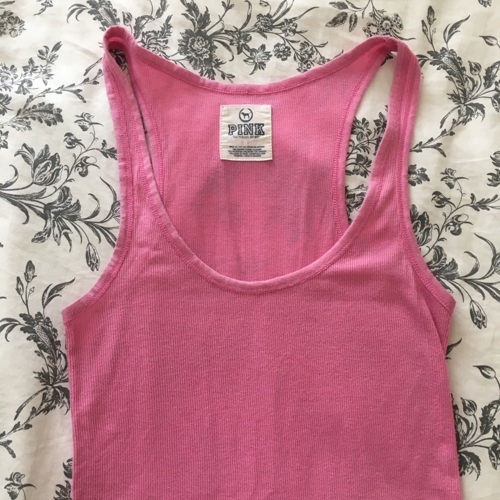 VS PINK Fitted Boyfriend Tank in Pink